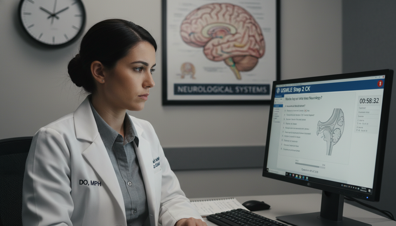 DO neurology applicant taking a timed Step 2 CK practice exam - DO graduate residency for USMLE Step 2 CK Preparation for DO