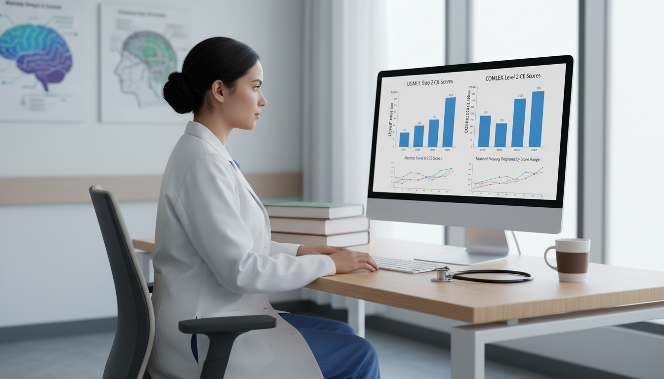 Neurology resident analyzing USMLE and COMLEX score reports Neurology resident analyzing USMLE and COMLEX score reports - DO graduate residency for Step Score Strategy for DO Graduate i