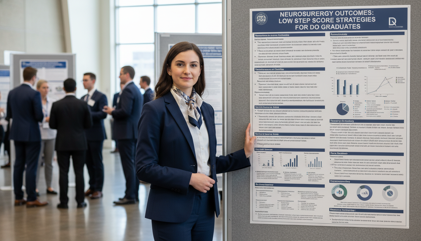 DO medical graduate presenting neurosurgery research poster - DO graduate residency for Low Step Score Strategies for DO Grad
