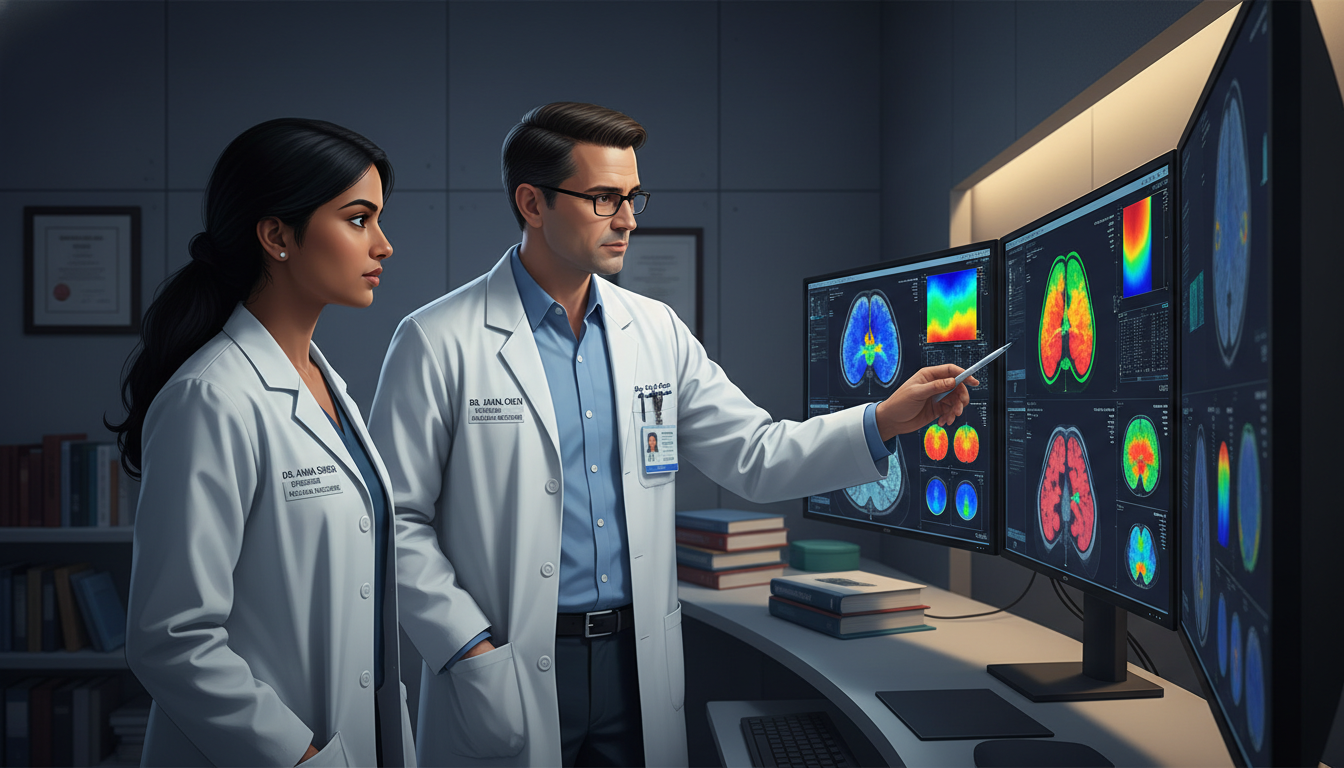 Nuclear medicine resident reviewing PET CT imaging cases - DO graduate residency for Questions to Ask Programs for DO Graduat