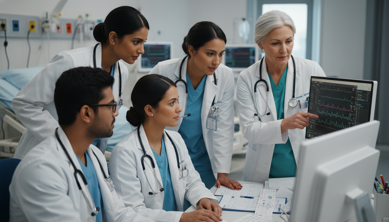 OB GYN resident team collaborating in labor and delivery unit OB GYN resident team collaborating in labor and delivery unit - DO graduate residency for Common Interview Questions for DO G