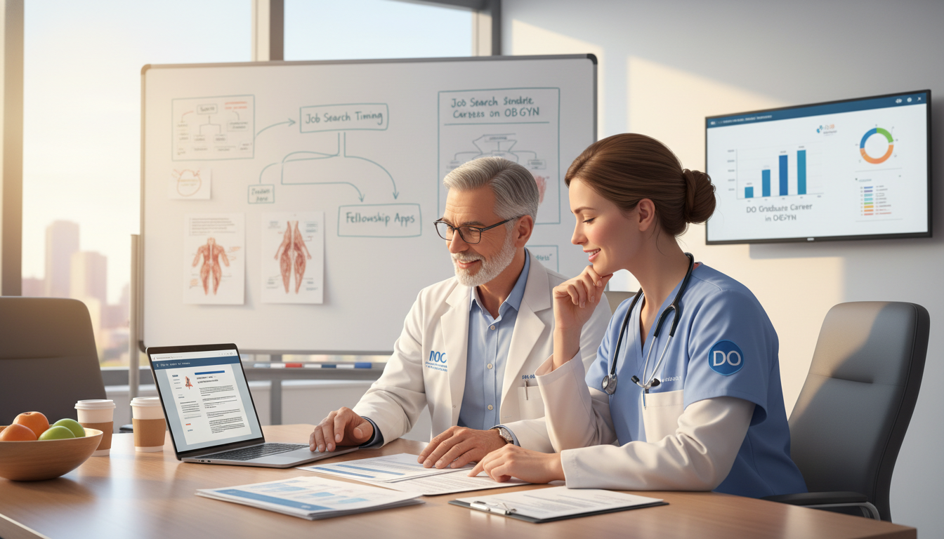 OB GYN resident meeting with mentor to discuss career planning - DO graduate residency for Job Search Timing for DO Graduate