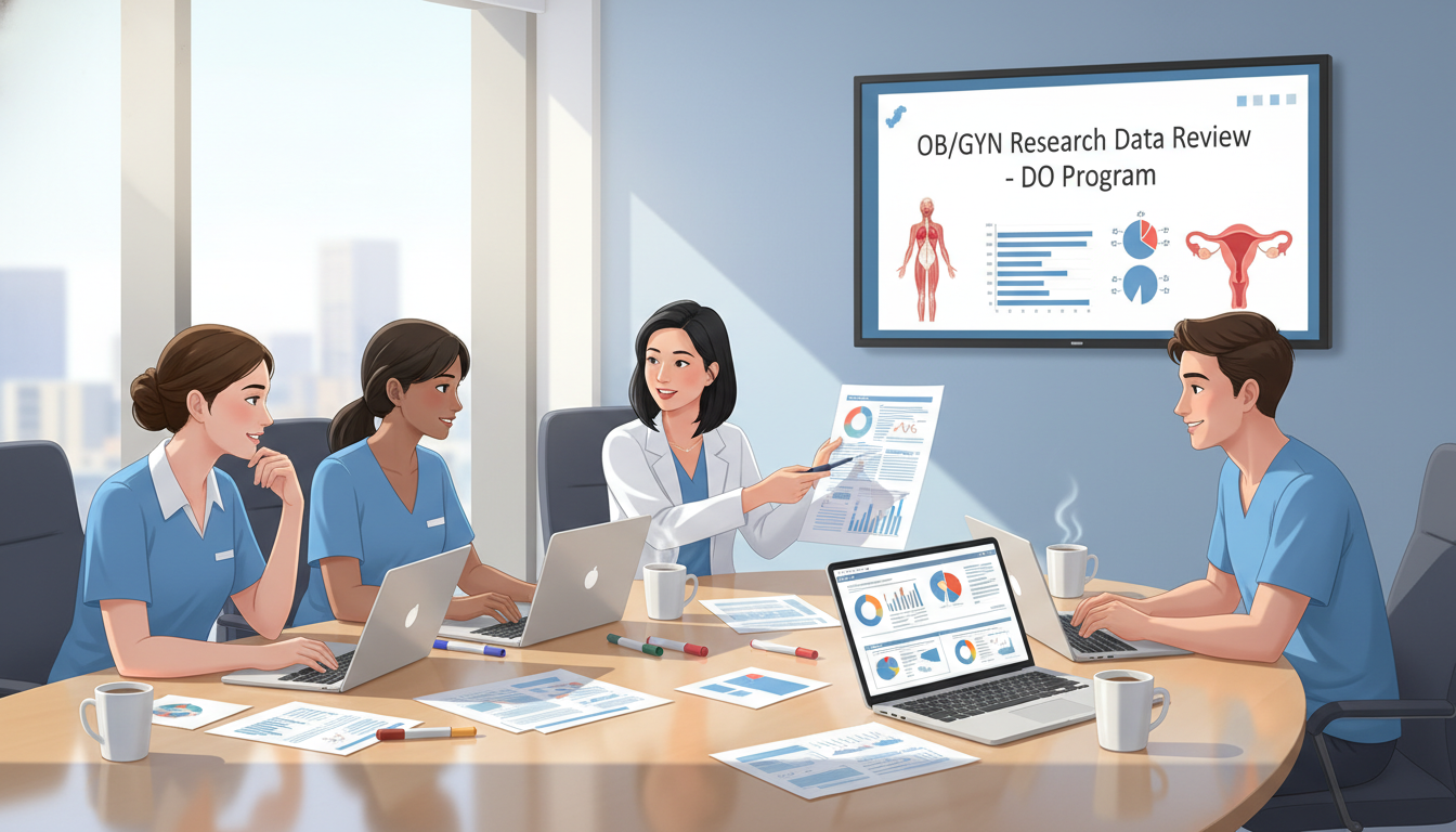 Medical student collaborating on OB GYN research project Medical student collaborating on OB GYN research project - DO graduate residency for Research Profile Building for DO Graduat