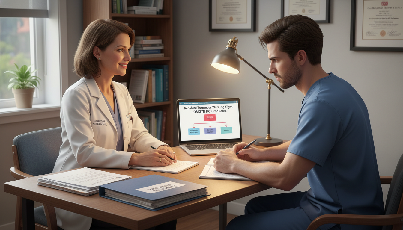 ObGyn program director meeting privately with a concerned resident ObGyn program director meeting privately with a concerned resident - DO graduate residency for Resident Turnover Warning Sign