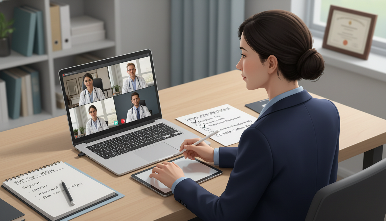 Applicant participating in SOAP residency interview from home - DO graduate residency for SOAP Preparation for DO Graduate in