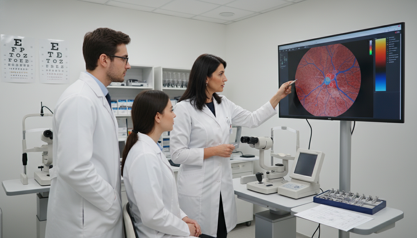 Ophthalmologist teaching residents in academic clinic setting Ophthalmologist teaching residents in academic clinic setting - DO graduate residency for Academic vs Private Practice for DO