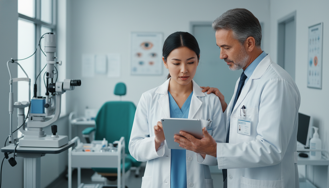 Ophthalmology resident networking with a mentor in clinic - DO graduate residency for Networking in Medicine for DO Graduate