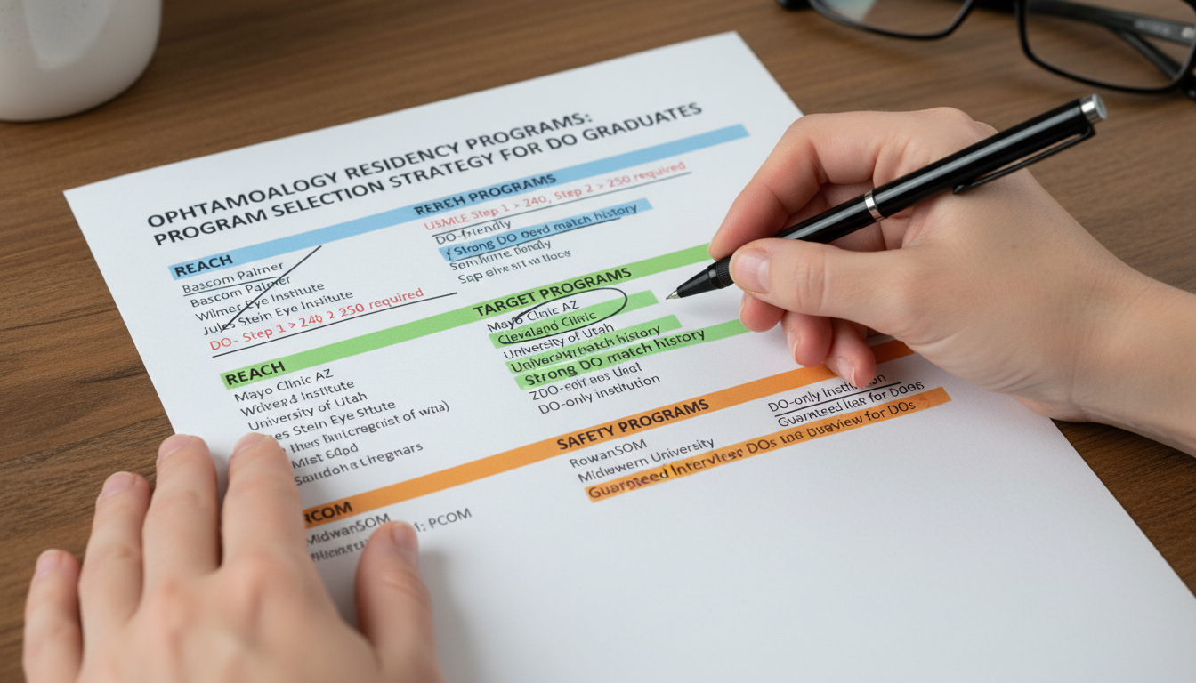 Ophthalmology residency application strategy with tiered program list - DO graduate residency for Program Selection Strategy