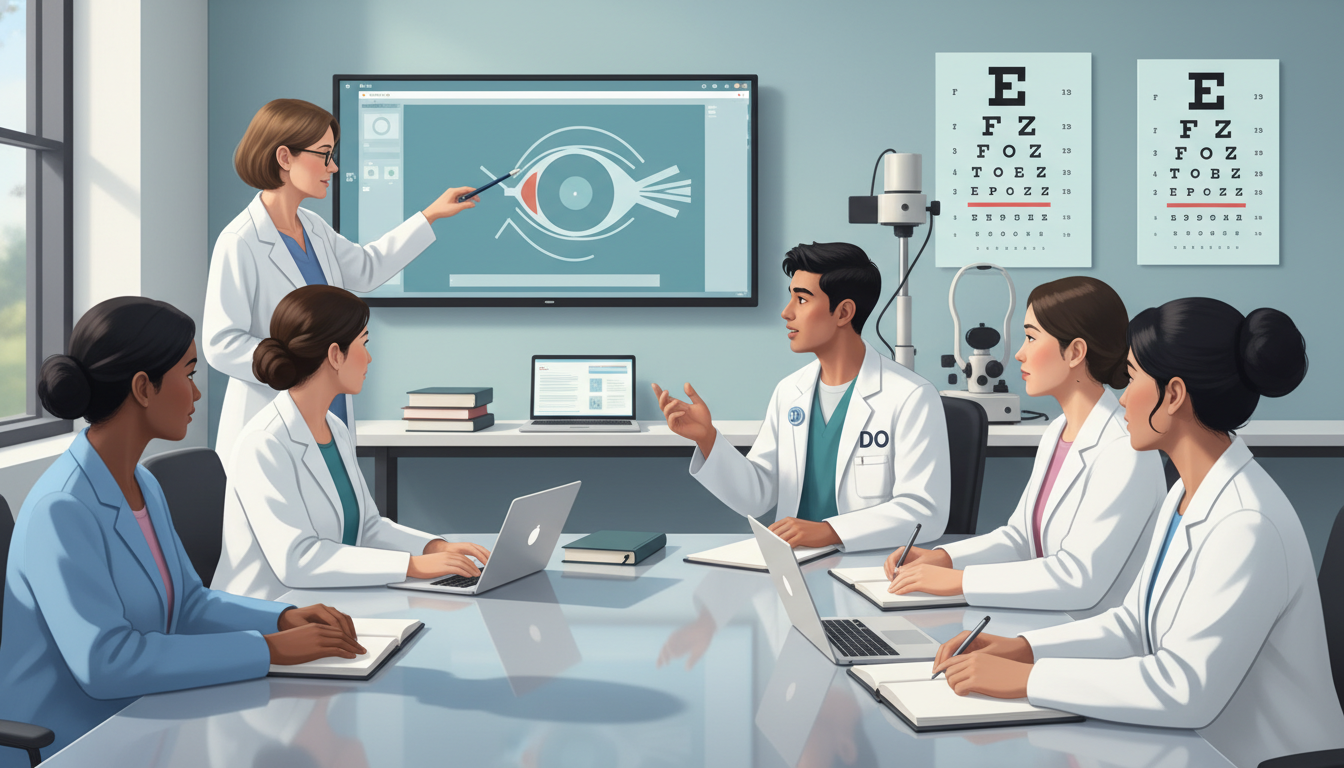 Ophthalmology residents and program director in discussion Ophthalmology residents and program director in discussion - DO graduate residency for Questions to Ask Programs for DO Gradu