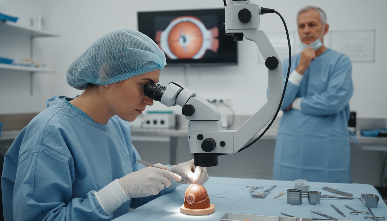 Ophthalmology resident practicing suturing skills Ophthalmology resident practicing suturing skills - DO graduate residency for Questions to Ask Programs for DO Graduate in Op