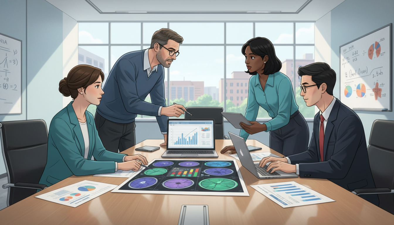 Ophthalmology research team collaborating on data analysis - DO graduate residency for Research Profile Building for DO Gradu