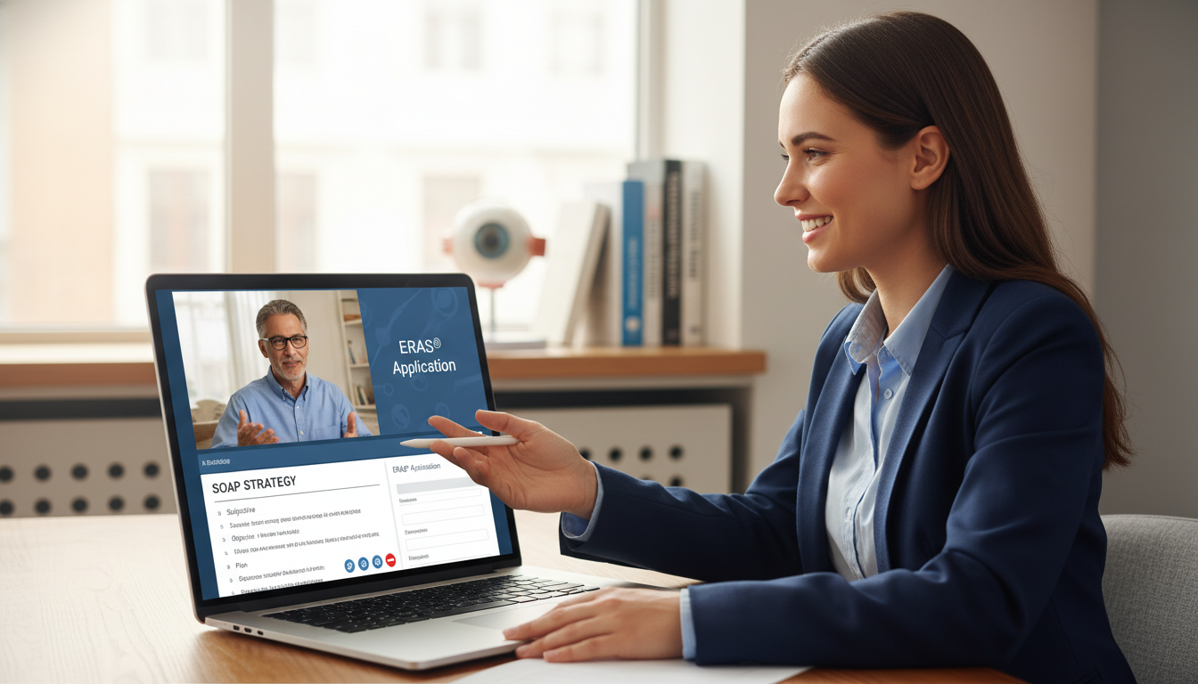 DO graduate in video call with residency advisor - DO graduate residency for SOAP Preparation for DO Graduate in Ophthalmolog