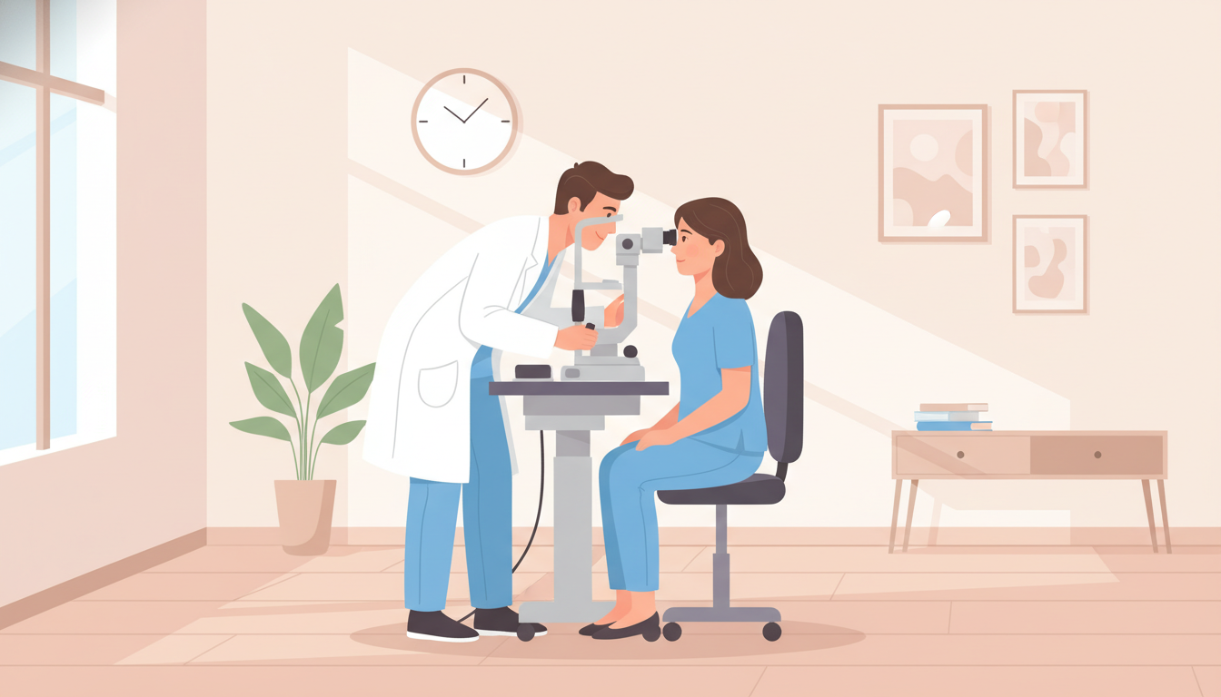 Ophthalmology resident performing slit lamp exam Ophthalmology resident performing slit lamp exam - DO graduate residency for Work-Life Balance Assessment for DO Graduate in