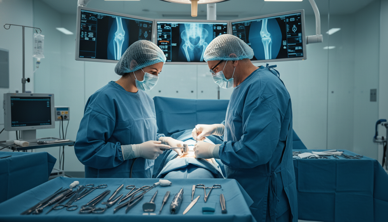 Orthopedic surgery residents performing procedures in a busy operating room Orthopedic surgery residents performing procedures in a busy operating room - DO graduate residency for Case Volume Evaluatio