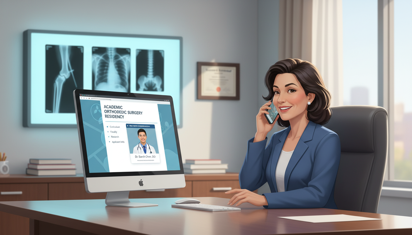 Orthopedic surgery residency program director on a phone call with an applicant Orthopedic surgery residency program director on a phone call with an applicant - DO graduate residency for Pre-Match Communi