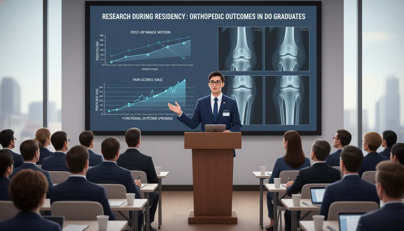 Orthopedic surgery resident presenting research at a medical conference - DO graduate residency for Research During Residency