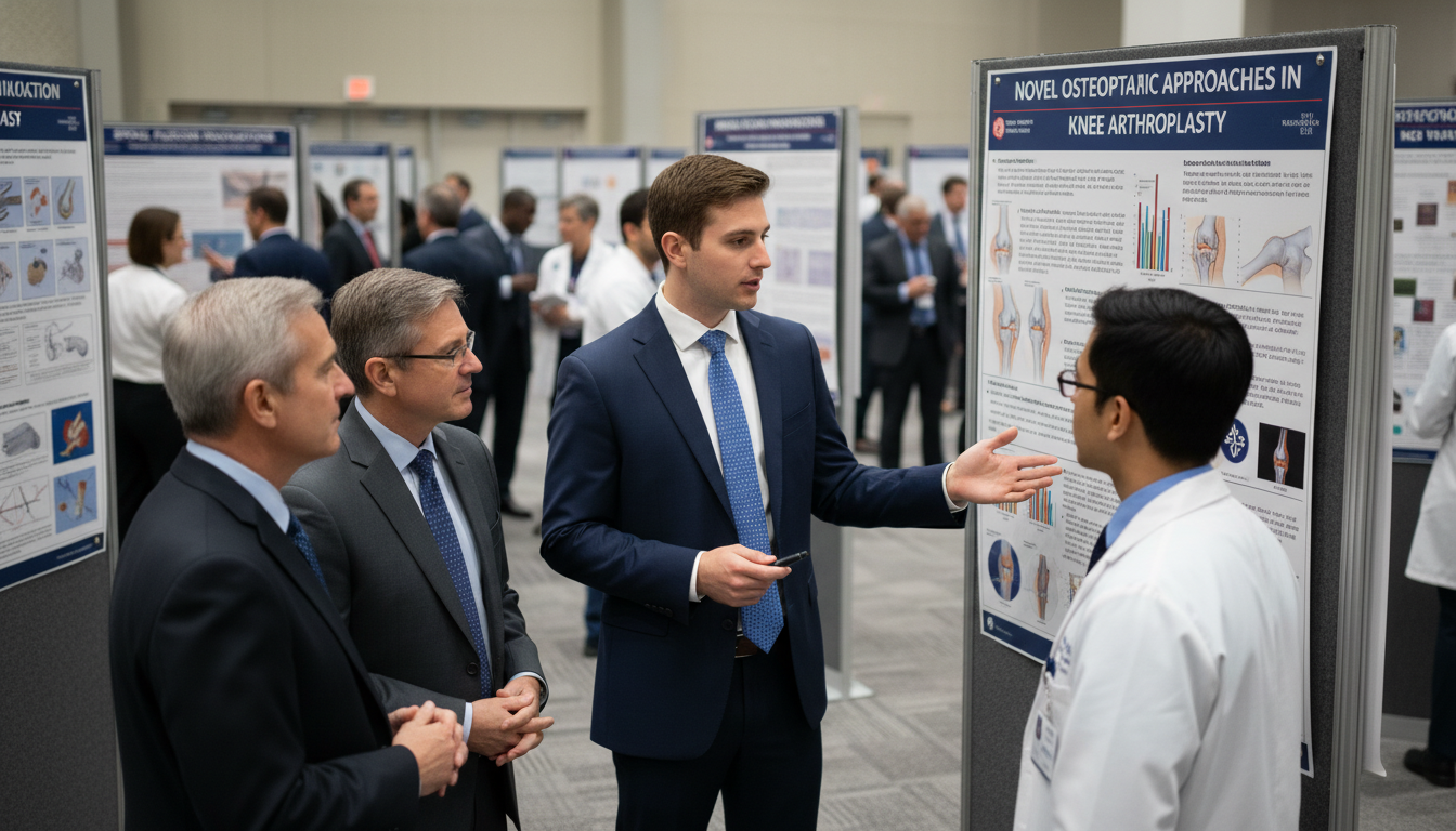 DO graduate presenting orthopedic research poster - DO graduate residency for Research Profile Building for DO Graduate in Or