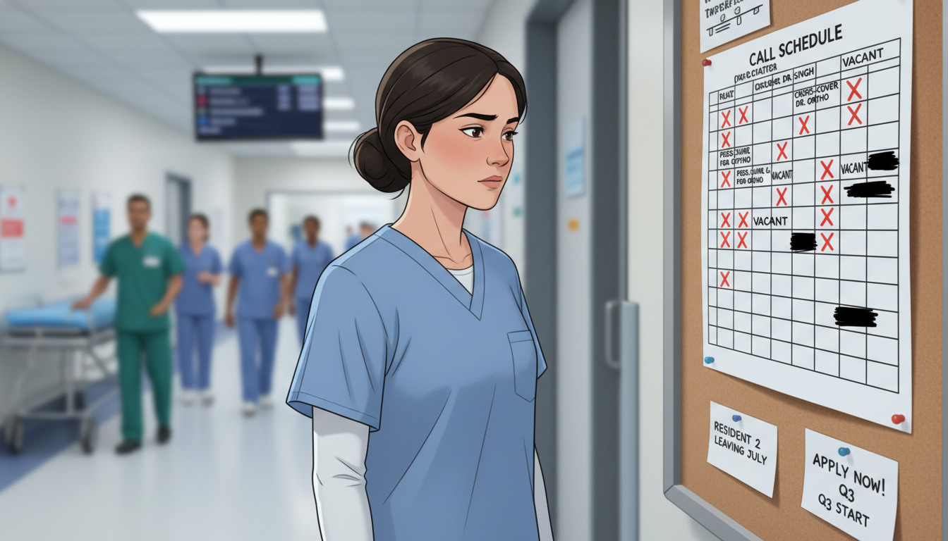 Concerned orthopedic resident reviewing call schedule showing gaps and turnover Concerned orthopedic resident reviewing call schedule showing gaps and turnover - DO graduate residency for Resident Turnover