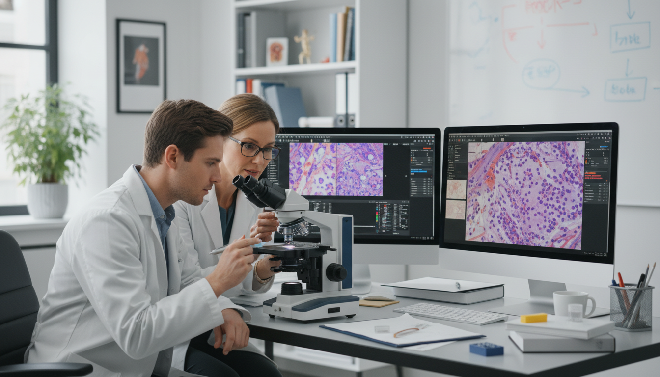 Pathology attending mentoring DO student at microscope Pathology attending mentoring DO student at microscope - DO graduate residency for Away Rotation Strategy for DO Graduate in