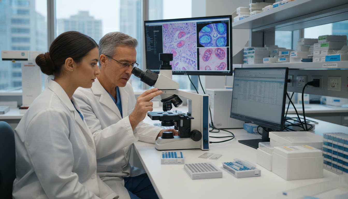Pathology resident examining slides and discussing diagnosis Pathology resident examining slides and discussing diagnosis - DO graduate residency for Common Interview Questions for DO Gr