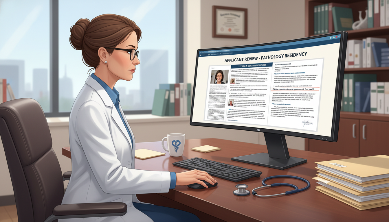 Resident reading letters of recommendation on a computer during residency selection Resident reading letters of recommendation on a computer during residency selection - DO graduate residency for Letters of Re