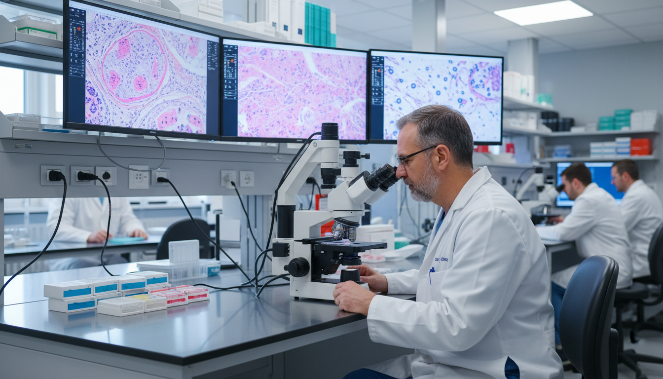 Pathology resident discussing slides with a faculty mentor Pathology resident discussing slides with a faculty mentor - DO graduate residency for Networking in Medicine for DO Graduate