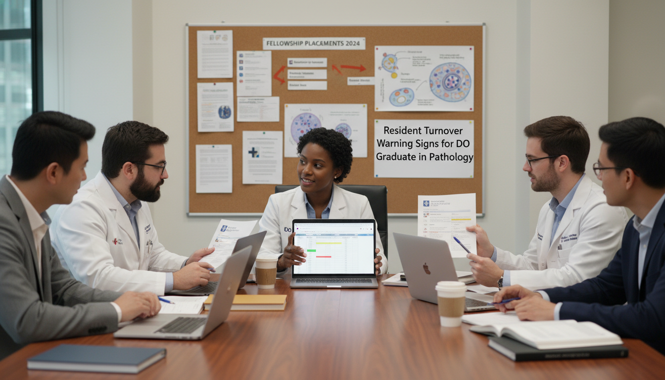 Pathology residents reviewing match lists and residency program options Pathology residents reviewing match lists and residency program options - DO graduate residency for Resident Turnover Warning