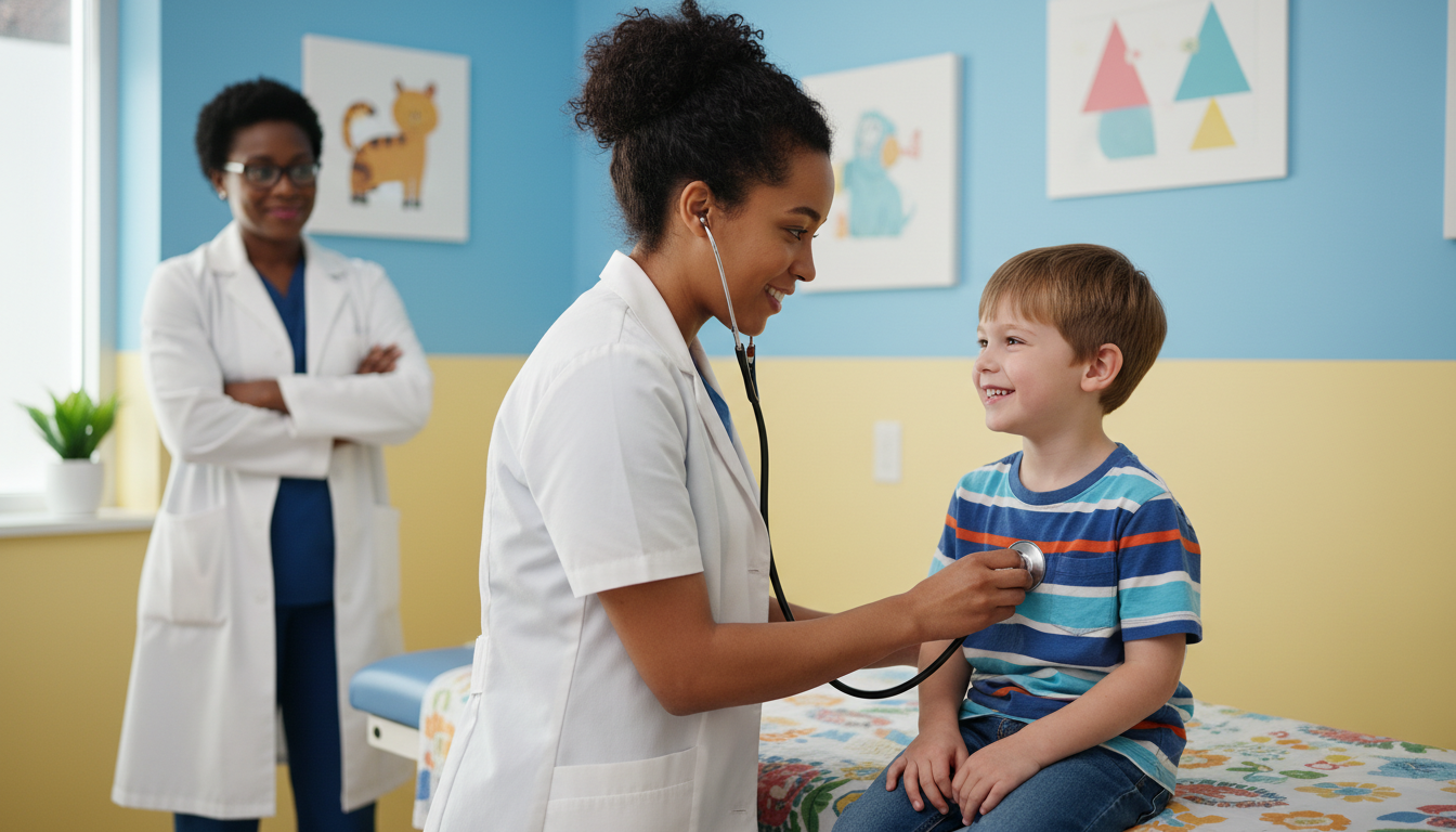 DO pediatrics student working with a child patient in clinic DO pediatrics student working with a child patient in clinic - DO graduate residency for Letters of Recommendation for DO Gra