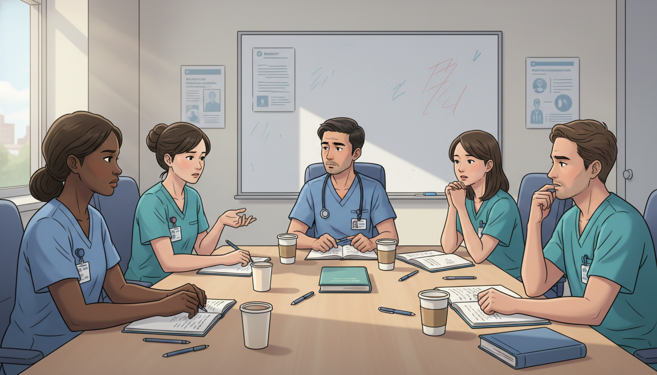 Pediatric residents discussing program culture and wellness Pediatric residents discussing program culture and wellness - DO graduate residency for Identifying Malignant Programs for DO