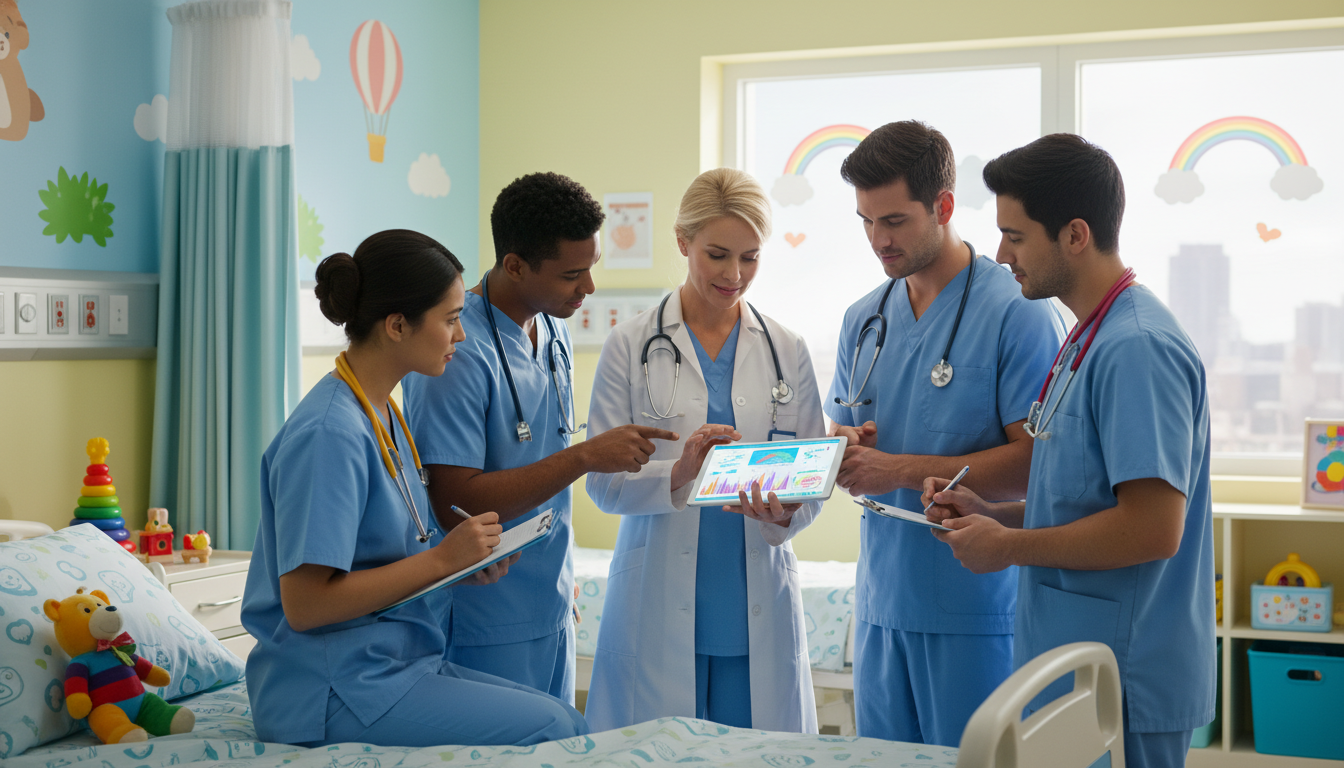 Pediatric residents during teaching rounds with attending Pediatric residents during teaching rounds with attending - DO graduate residency for How to Research Programs for DO Graduat