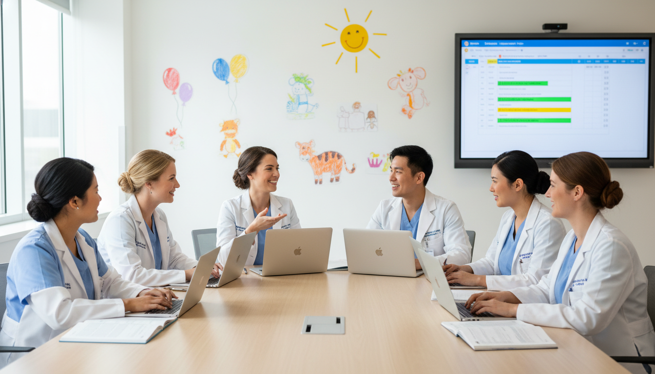 Pediatrics residents during a calmer moment on the ward Pediatrics residents during a calmer moment on the ward - DO graduate residency for Work-Life Balance Assessment for DO Gradu