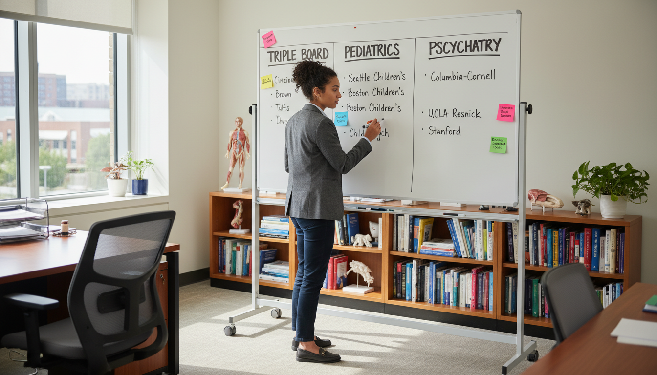 Medical graduate planning residency program selection on a whiteboard - DO graduate residency for Program Selection Strategy
