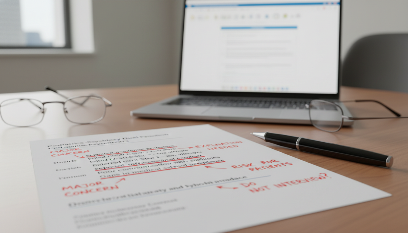 Residency application with highlighted red flags and notes Residency application with highlighted red flags and notes - DO graduate residency for Addressing Red Flags for DO Graduate i