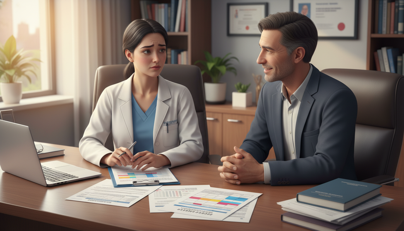 Pediatrics-psychiatry residents talking with program director about training concerns Pediatrics-psychiatry residents talking with program director about training concerns - DO graduate residency for Resident Tu