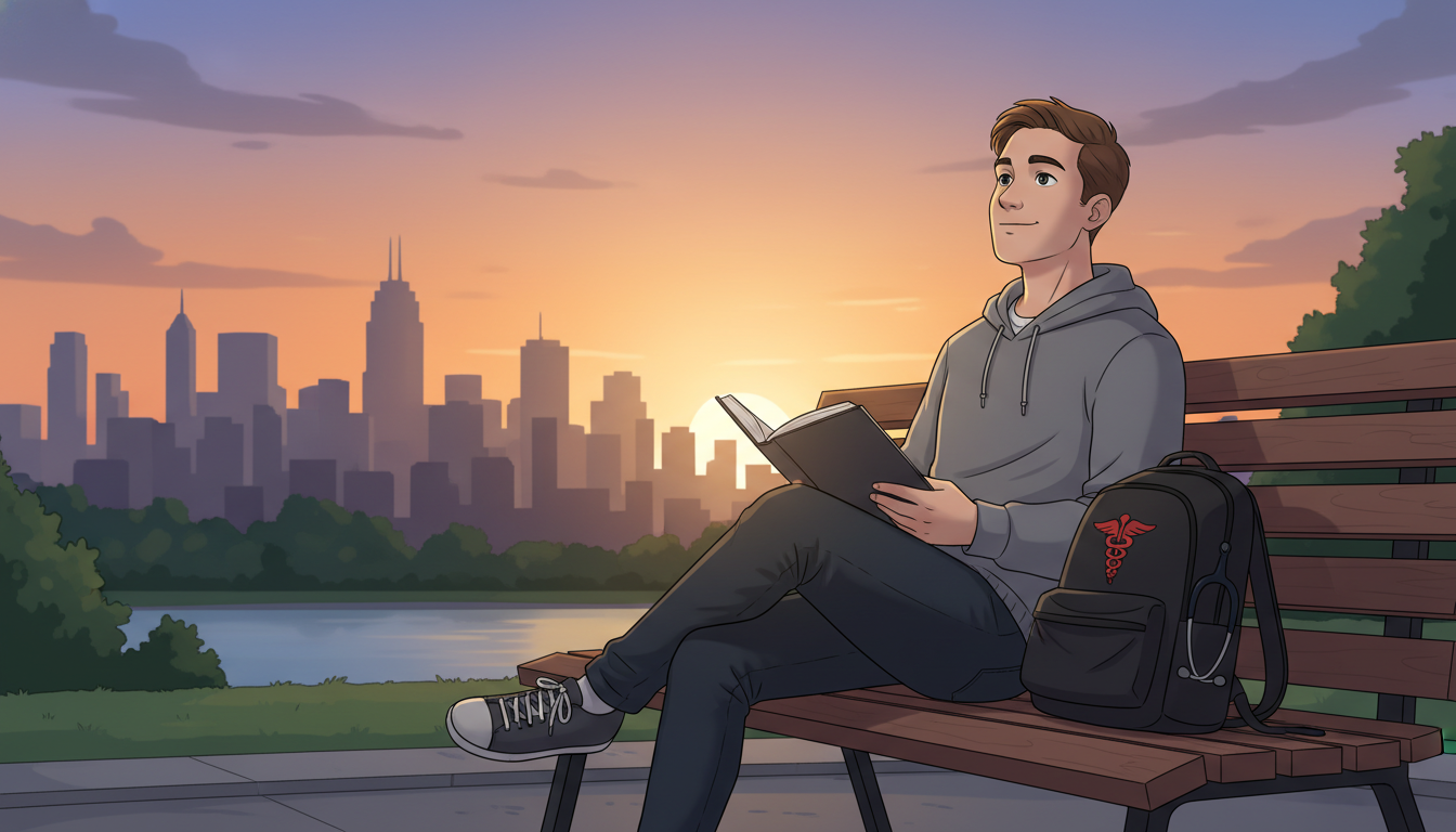 Resident physician enjoying personal time outdoors after shift Resident physician enjoying personal time outdoors after shift - DO graduate residency for Work-Life Balance Assessment for D