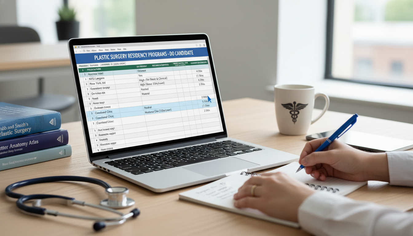 Spreadsheet of plastic surgery residency programs being evaluated Spreadsheet of plastic surgery residency programs being evaluated - DO graduate residency for How to Research Programs for DO
