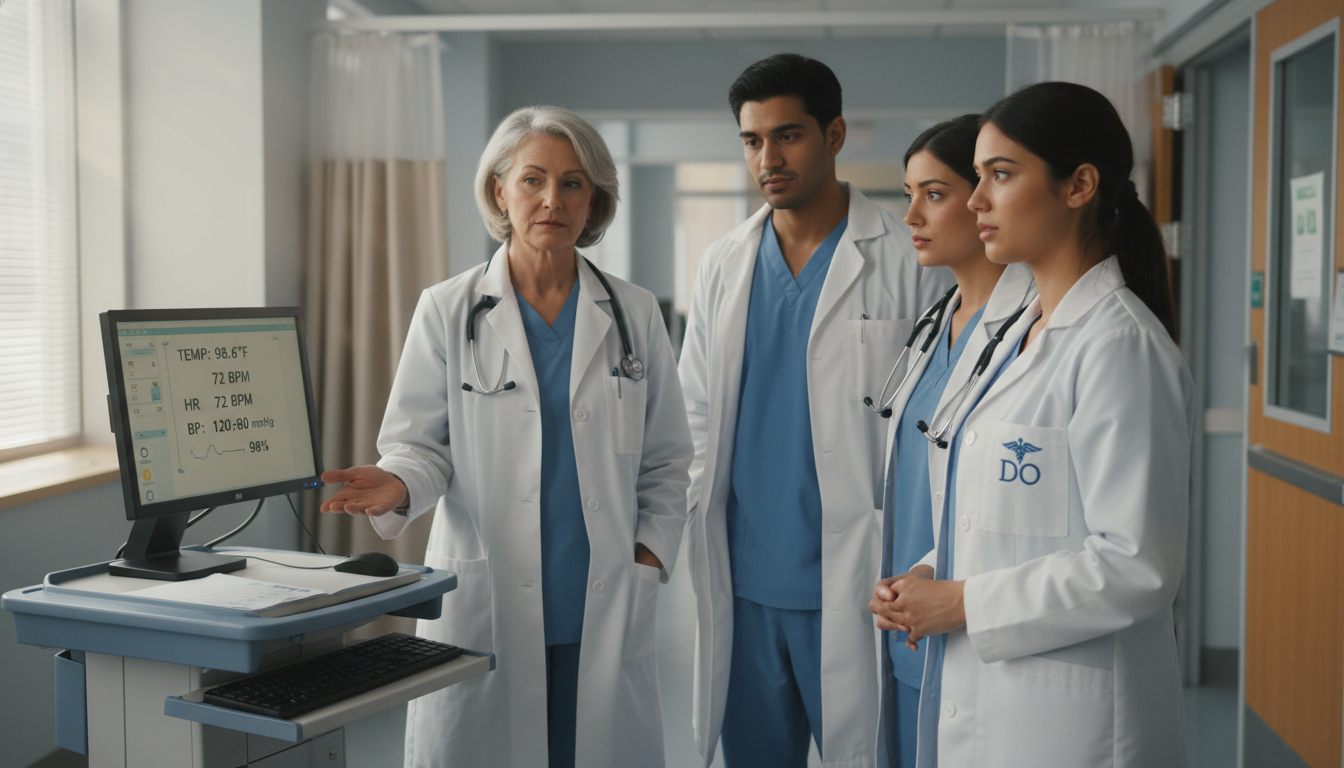 Medical student on internal medicine rotation during ward rounds Medical student on internal medicine rotation during ward rounds - DO graduate residency for CV Building for DO Graduate in P