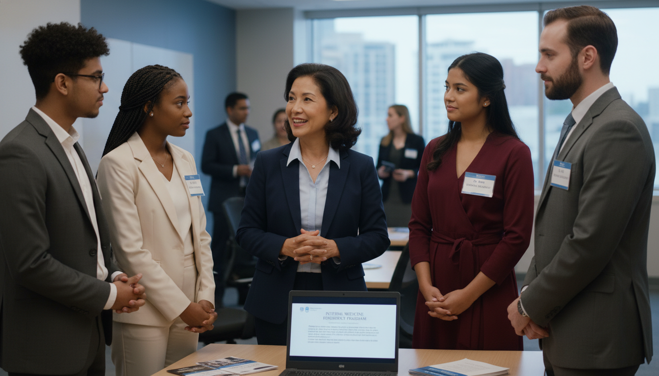 Medical resident networking at a residency program open house Medical resident networking at a residency program open house - DO graduate residency for How to Research Programs for DO Gra