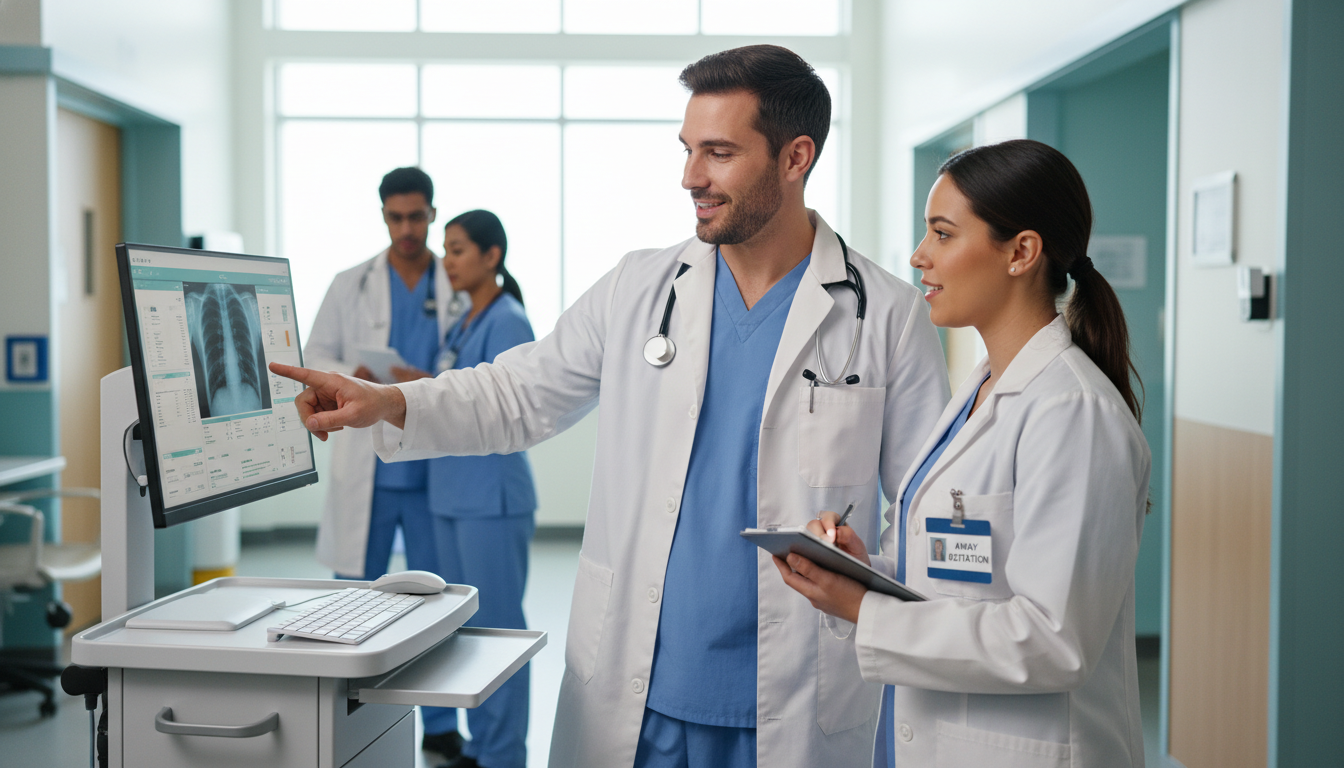 Surgical resident and medical student team working together on rounds Surgical resident and medical student team working together on rounds - DO graduate residency for Away Rotation Strategy for