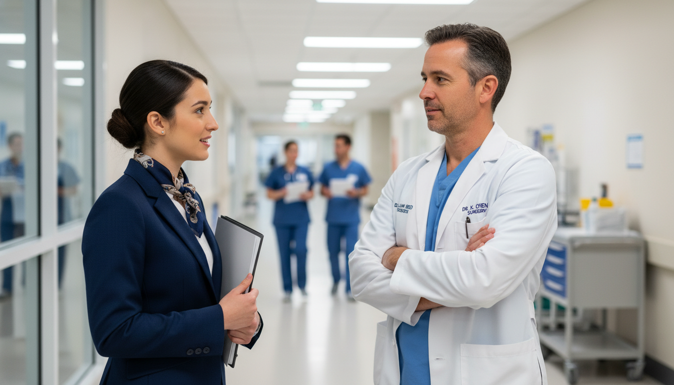 Osteopathic medical graduate discussing residency goals with surgery faculty - DO graduate residency for Common Interview Que