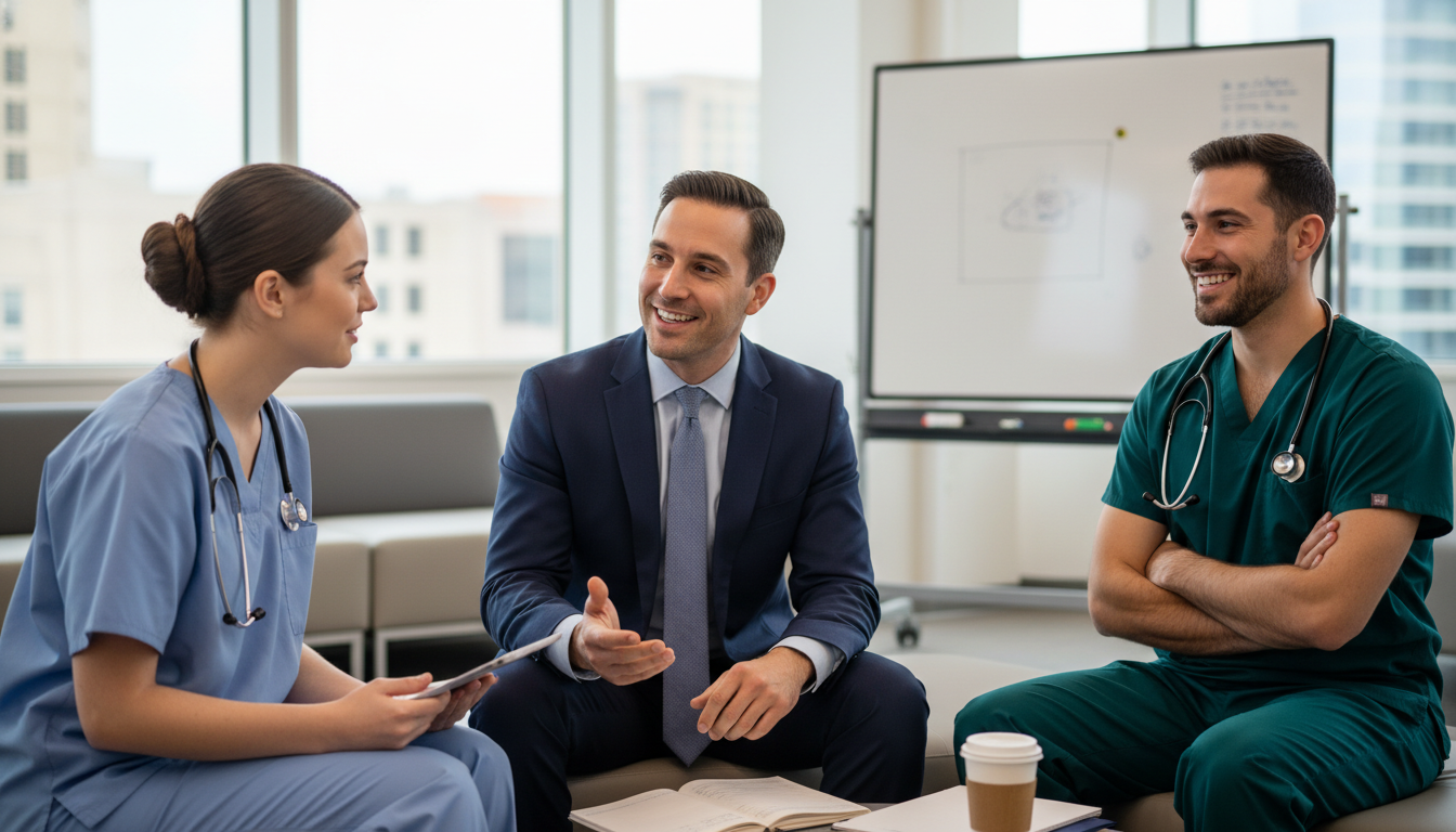 Osteopathic graduate talking with surgical program residents Osteopathic graduate talking with surgical program residents - DO graduate residency for Identifying Malignant Programs for D