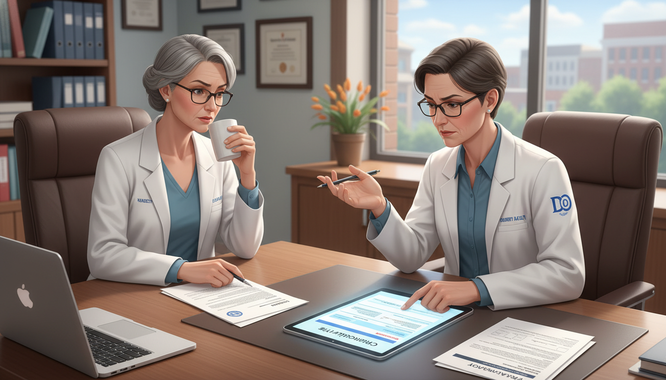 DO student discussing red flags with faculty mentor DO student discussing red flags with faculty mentor - DO graduate residency for Addressing Red Flags for DO Graduate in Preli