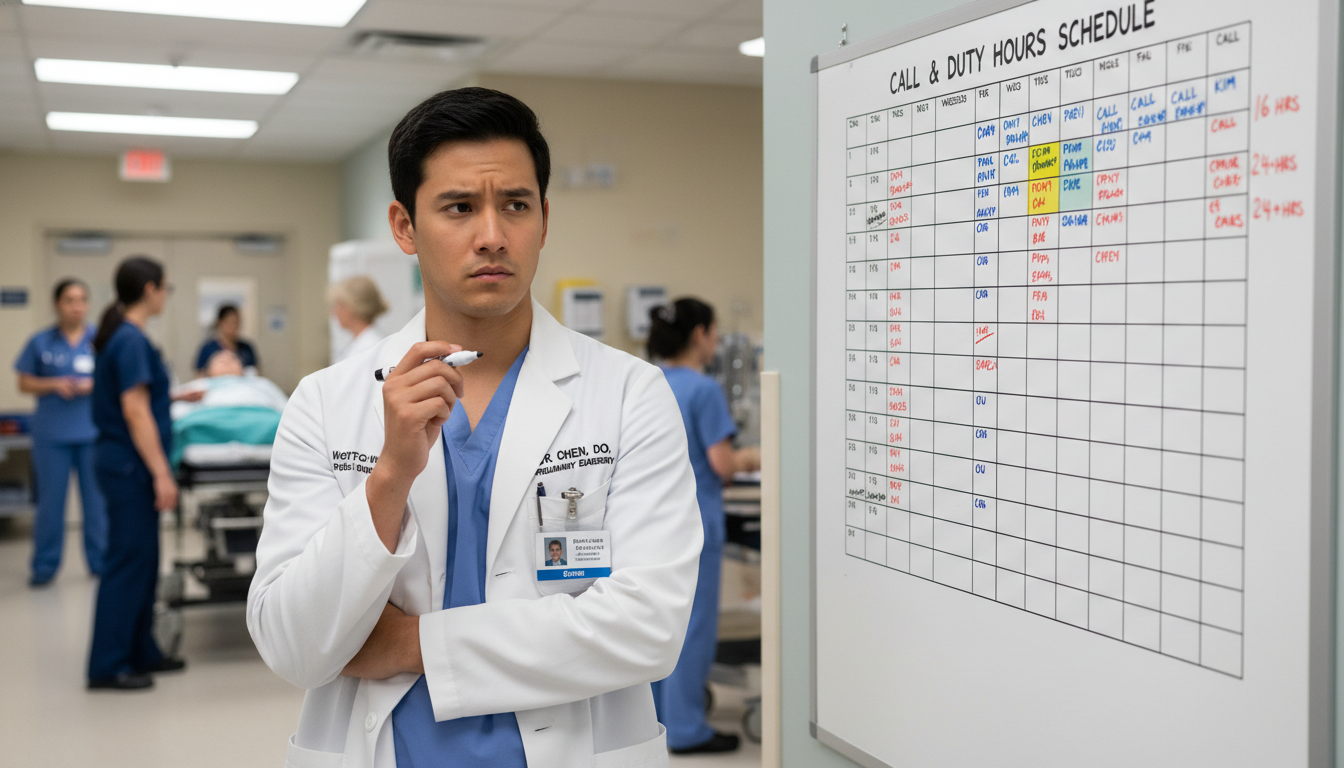 Surgery Resident DO Graduate Reviewing Call Schedule for Work Life Balance Surgery Resident DO Graduate Reviewing Call Schedule for Work Life Balance - DO graduate residency for Work-Life Balance Asse