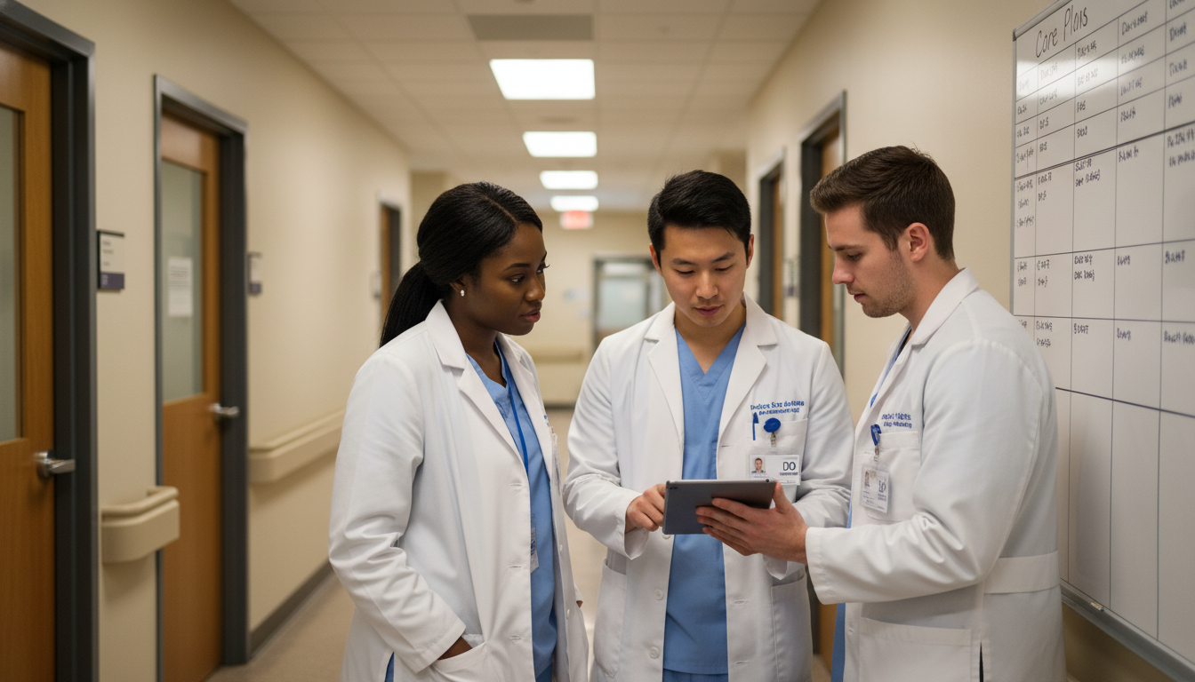 Resident team during inpatient psychiatry rounds Resident team during inpatient psychiatry rounds - DO graduate residency for CV Building for DO Graduate in Psychiatry