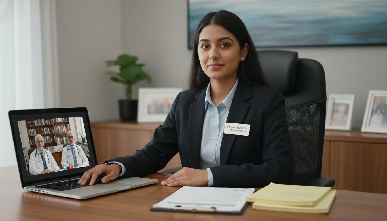 Psychiatry fellow candidate in a virtual fellowship interview setting Psychiatry fellow candidate in a virtual fellowship interview setting - DO graduate residency for Fellowship Preparation for