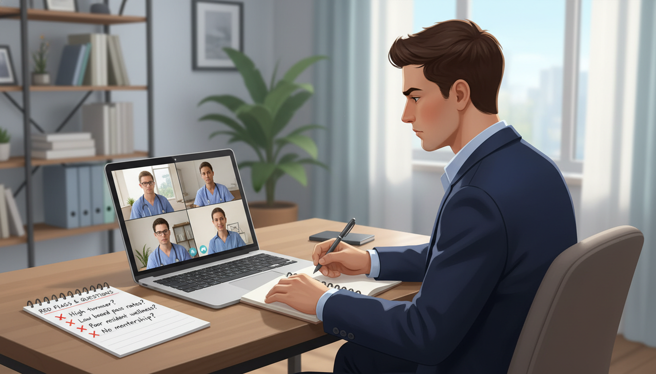 DO psychiatry applicant on a video call interviewing residents about program culture DO psychiatry applicant on a video call interviewing residents about program culture - DO graduate residency for Identifying