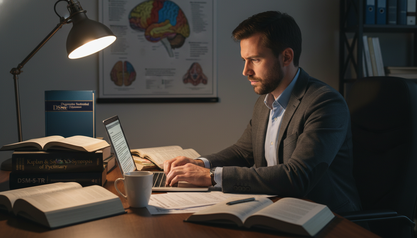 DO graduate in psychiatry studying literature and working on a research manuscript DO graduate in psychiatry studying literature and working on a research manuscript - DO graduate residency for Research Profi