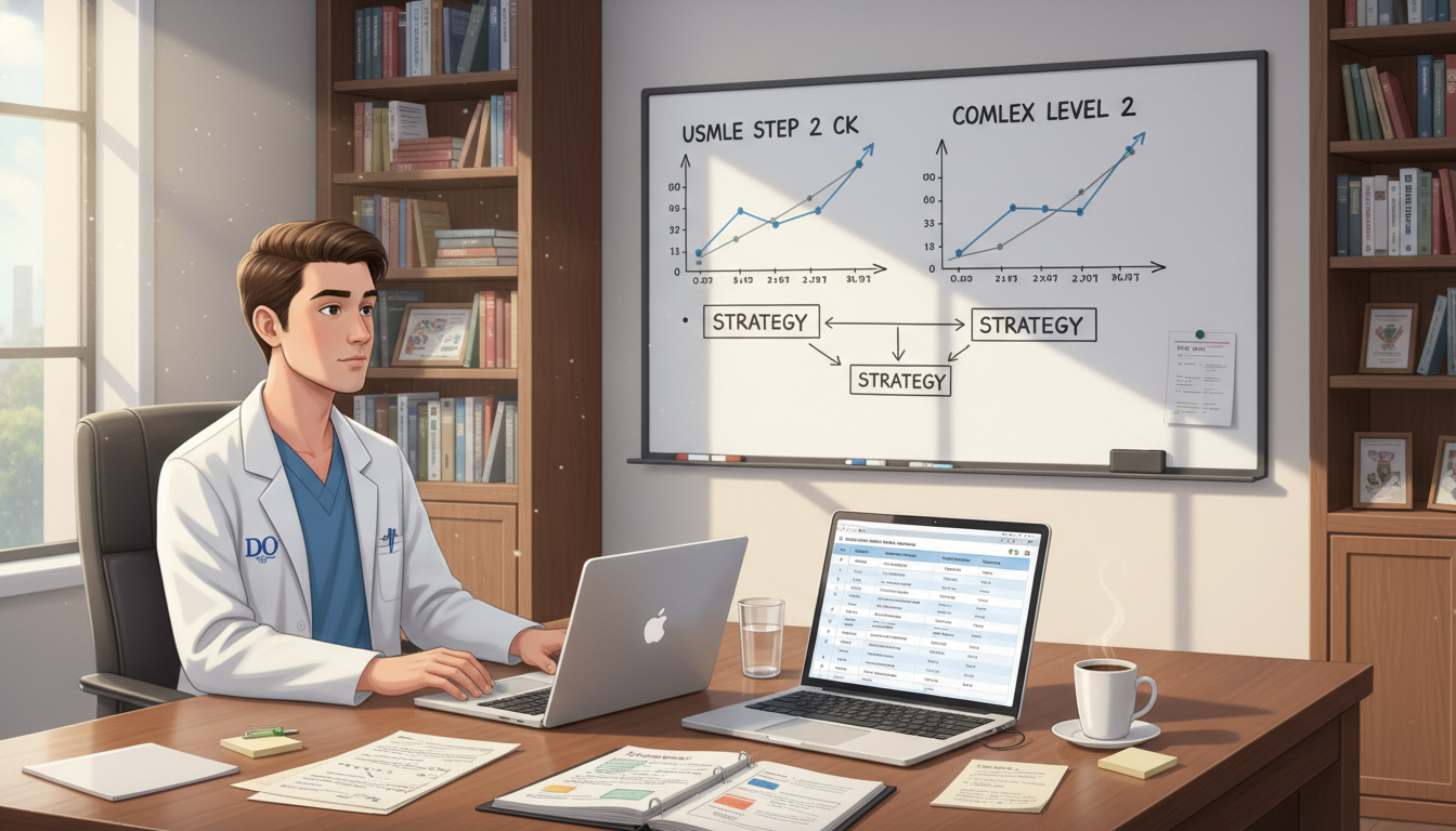 DO psychiatry applicant analyzing USMLE Step 2 CK and COMLEX performance trends - DO graduate residency for Step Score Strate