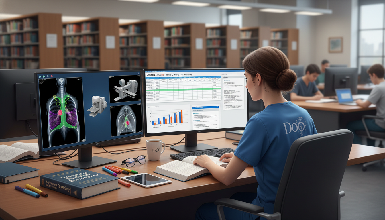 DO student working on radiation oncology research and exam preparation DO student working on radiation oncology research and exam preparation - DO graduate residency for CV Building for DO Graduat