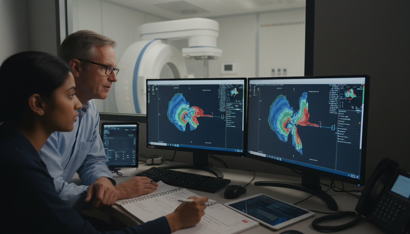 Radiation oncology resident in control room planning treatment - DO graduate residency for Low Step Score Strategies for DO G
